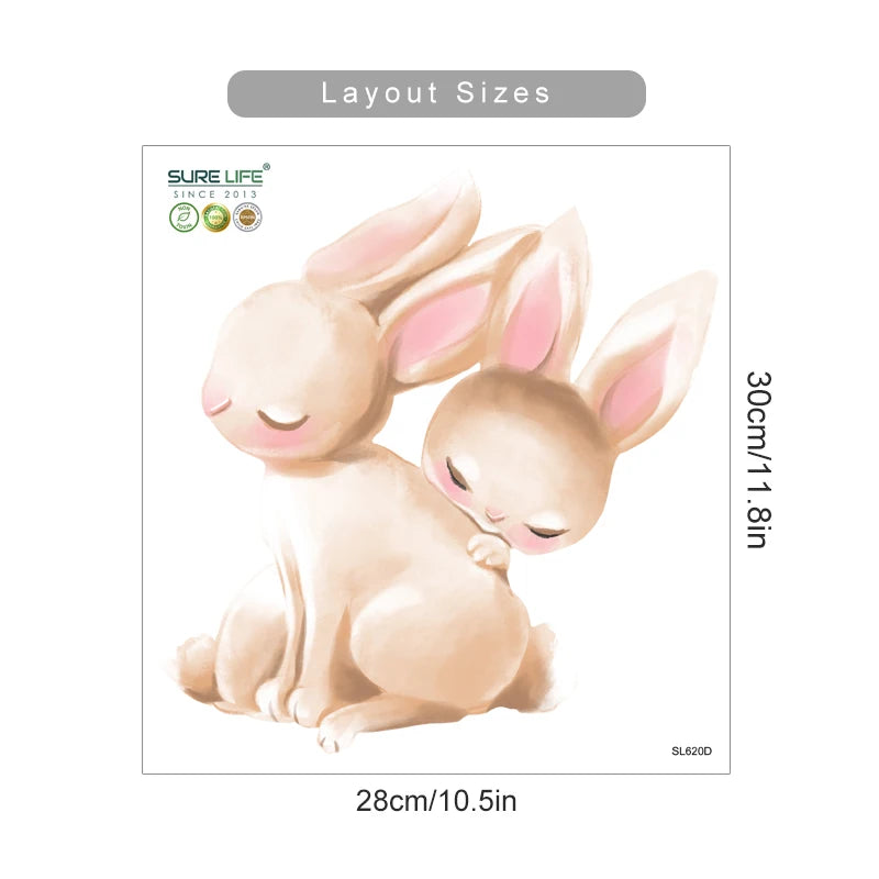Cute Mum & Baby Bunny Wall Decal β Pink Nursery Decor