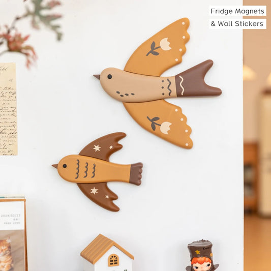 Flying Bird Wall Decor & Fridge Magnet – Decorative Swallow & Hummingbird Accent