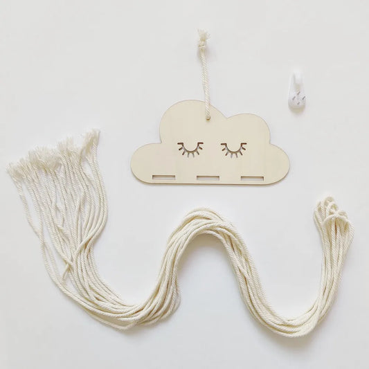 Nordic Wooden Cloud Hair Clip Holder – Kids Hair Accessories Wall Organizer