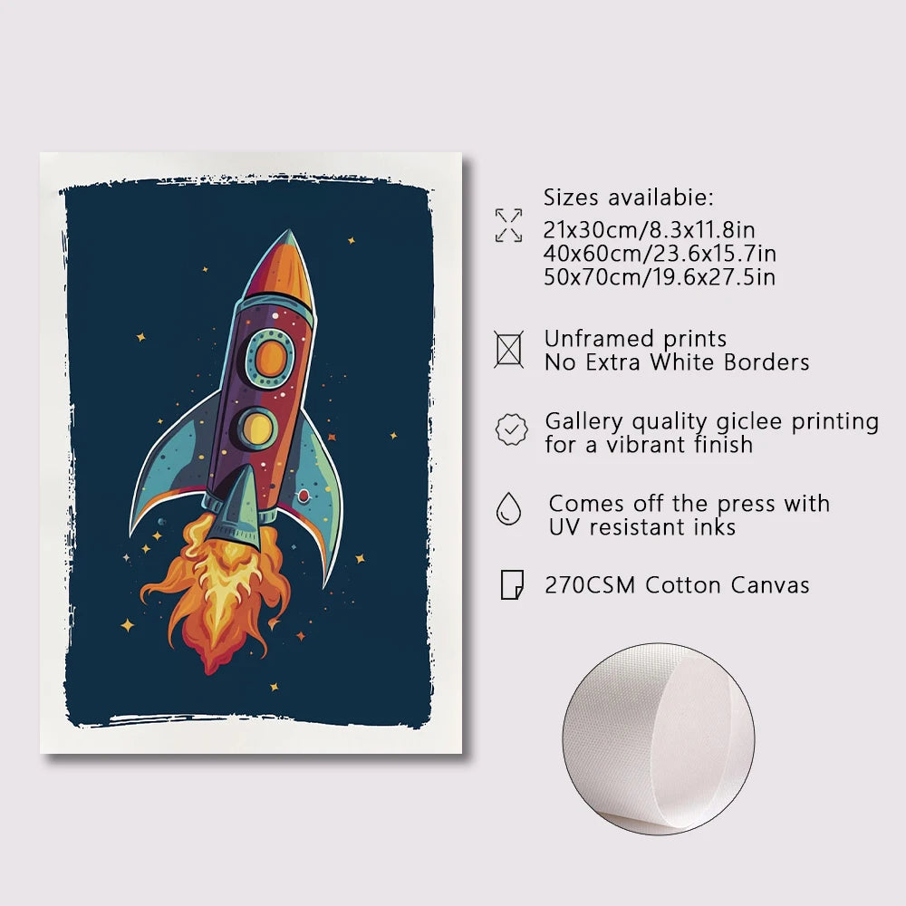Astronaut Space Nursery Wall Art – Kids Space Themed Poster