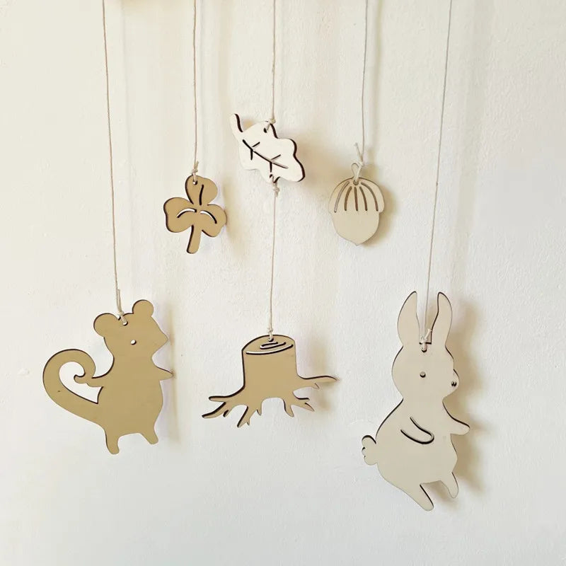 Nordic Wooden Stick Hanging Décor – Kids Room Nursery Wall Ornament