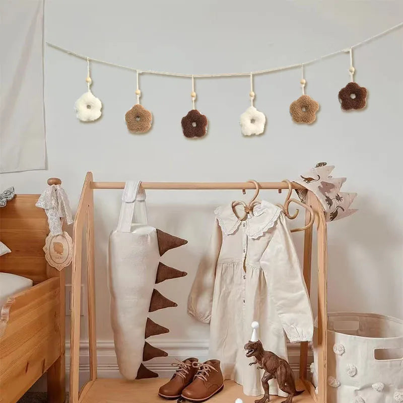 Handmade Plush Moon & Star Garland – Fluffy Nursery Wall Hanging Décor