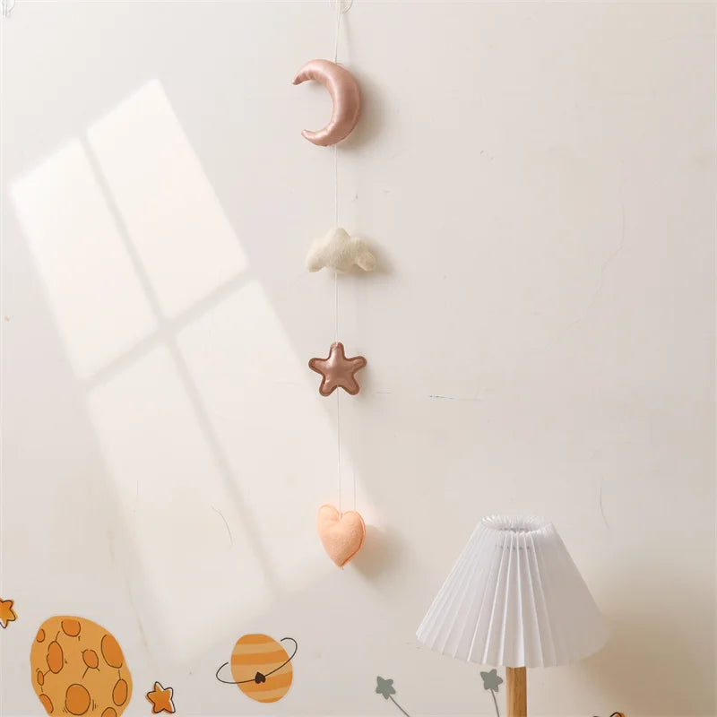 Nordic Plush Moon & Star Garland – Nursery Wall Hanging Décor