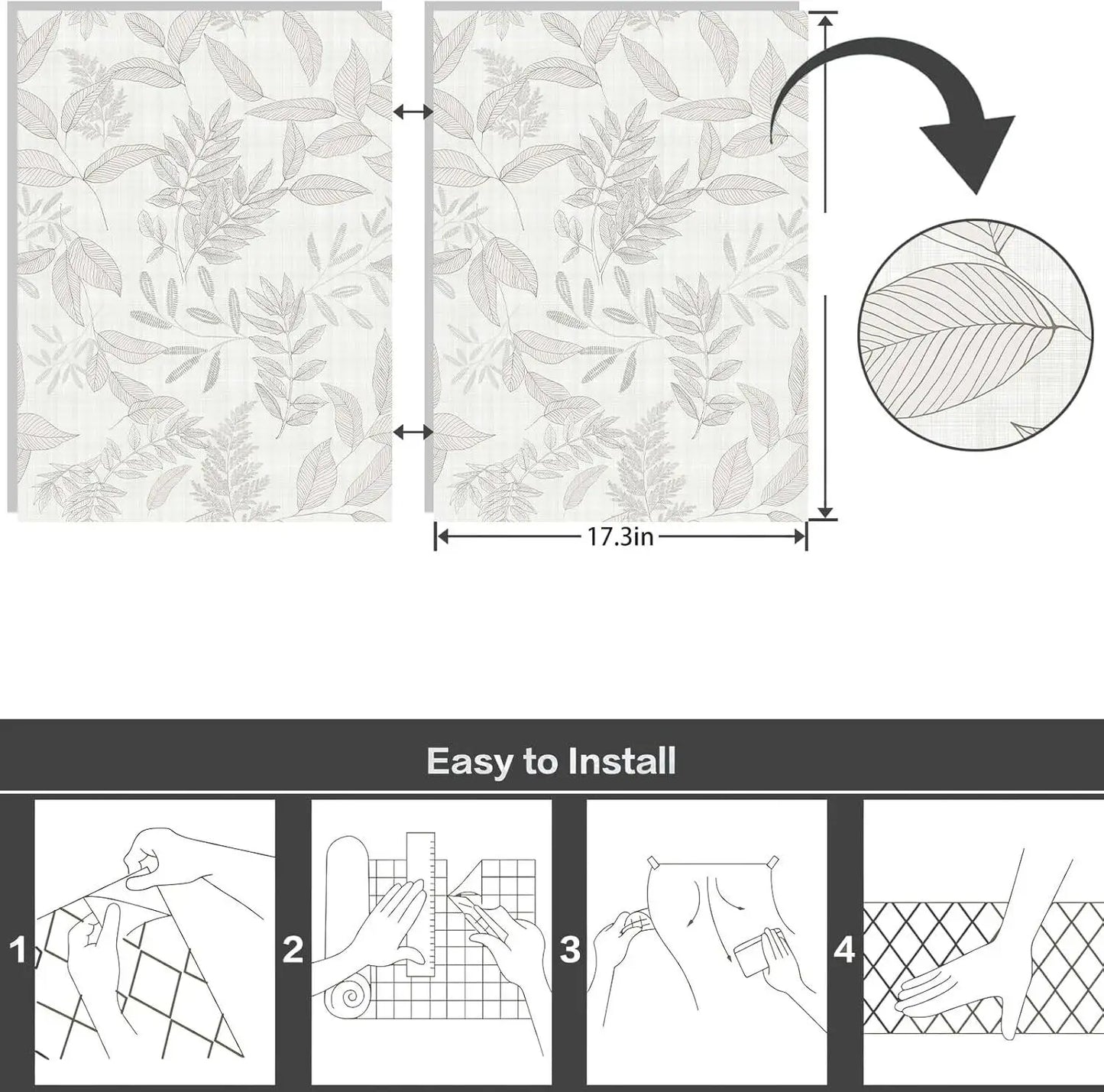 Vintage Boho Leaf Peel & Stick Wallpaper – Waterproof Cabinet & Drawer Upgrade