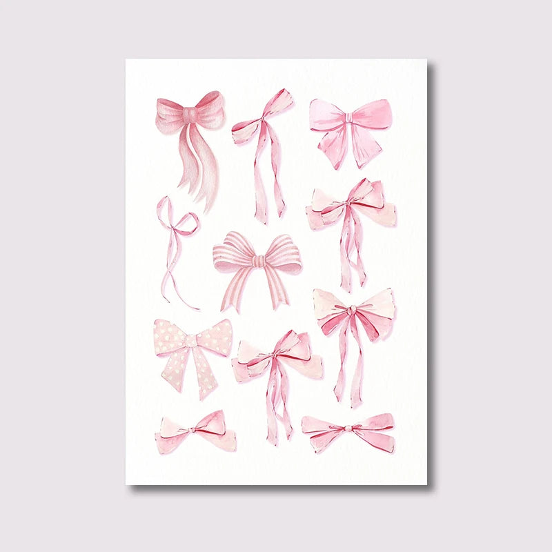 Trendy Pink Bow Wall Art Set of 3 – Preppy Watercolor Room Décor