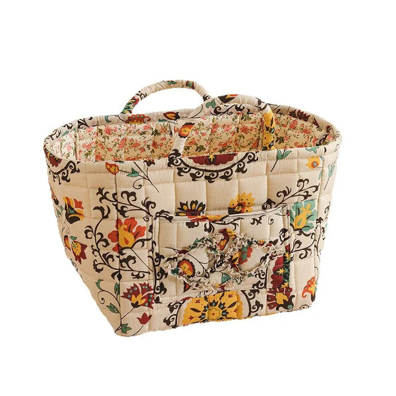 Foldable Cotton Storage Basket – Multi-Purpose Organizer & Laundry Hamper