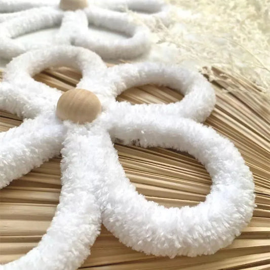 Bohemian Macrame Daisy Wall Decor Set – Handmade Nursery & Kids Room Hanging