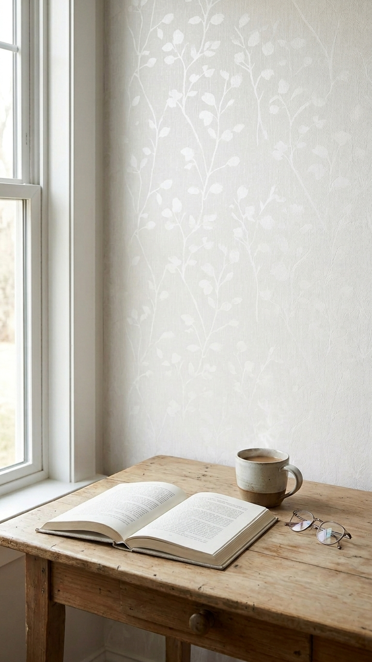 3D Embossed Branch & Leaf Peel & Stick Wallpaper – Waterproof Pastoral Wall Décor