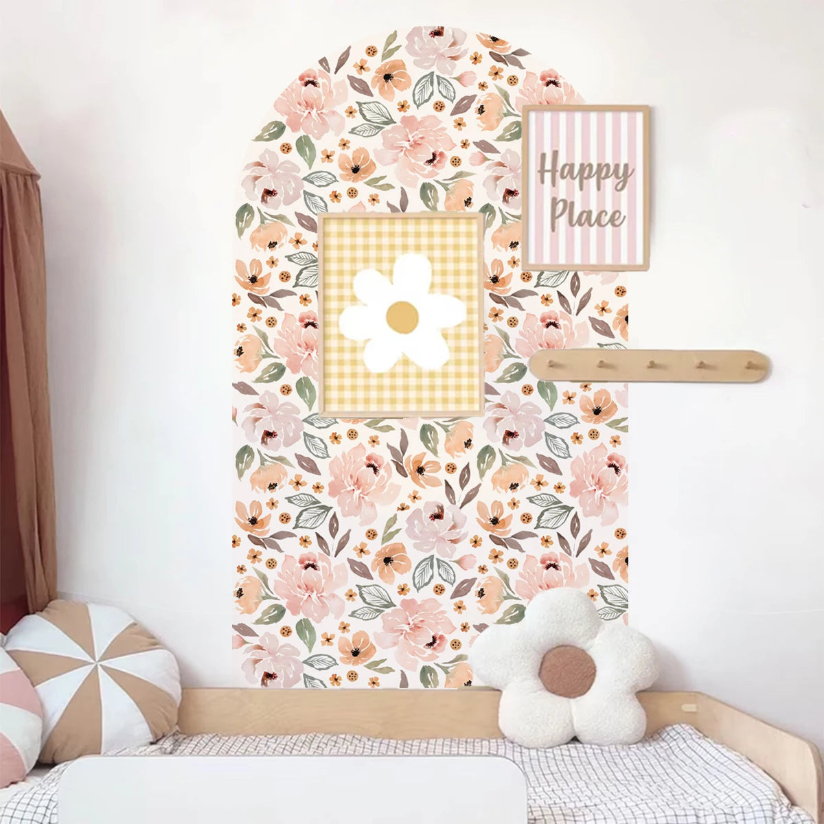 Peony Floral Arch Wall Decal – Kids Nursery & Room Decor