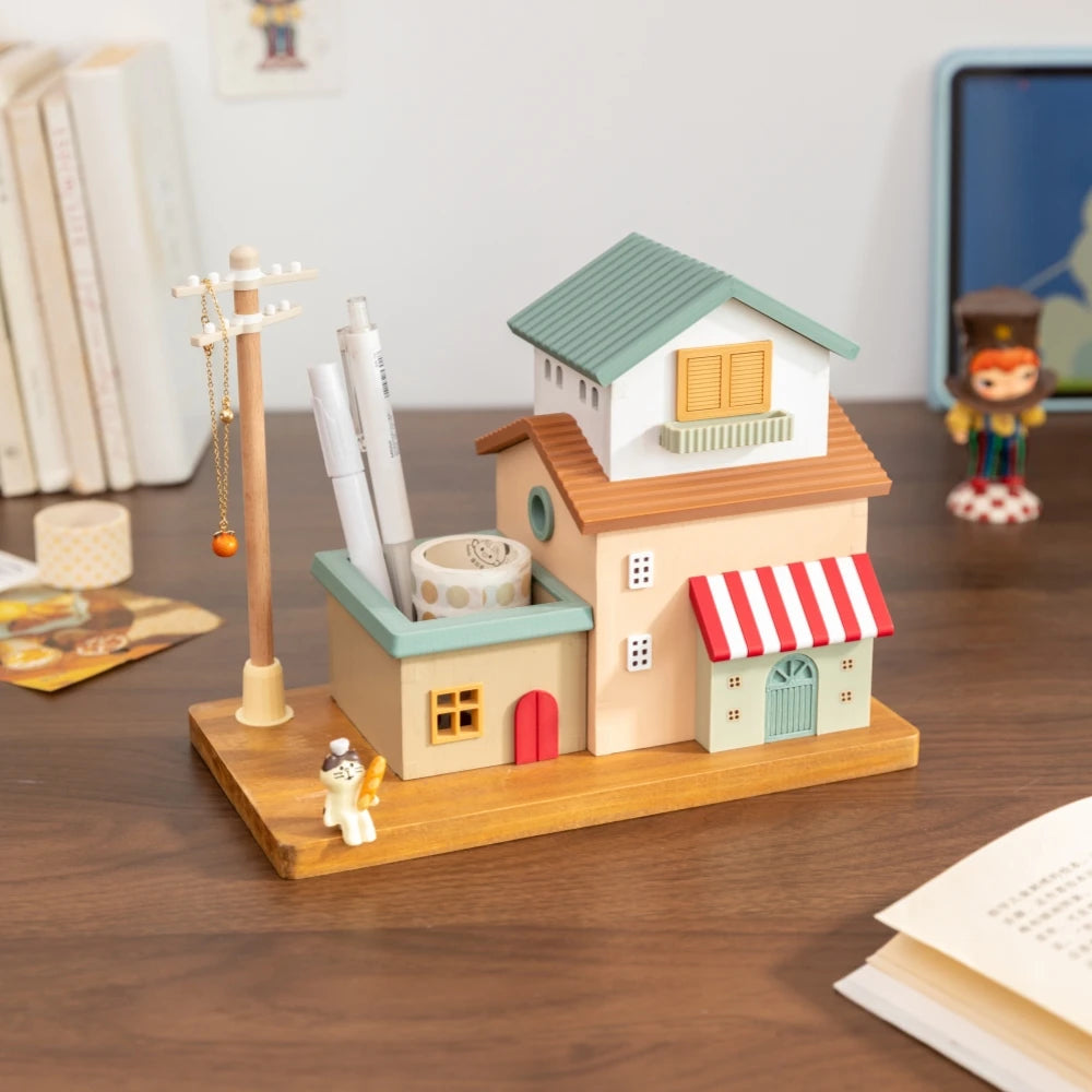 Mini Town Savings Bank & Storage Organizer – Decorative Desk Décor Box