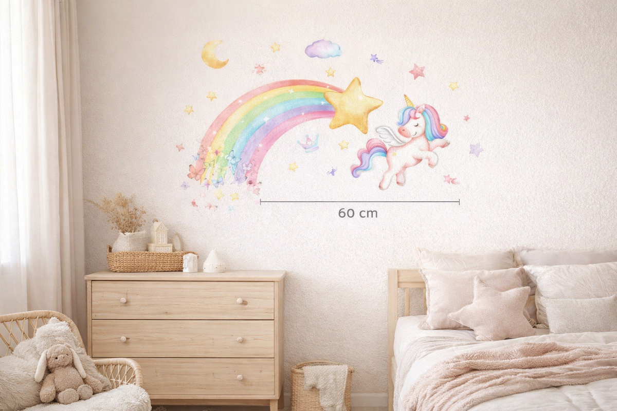 Unicorn & Rainbow Wall Stickers – Girls Kids Room Decor