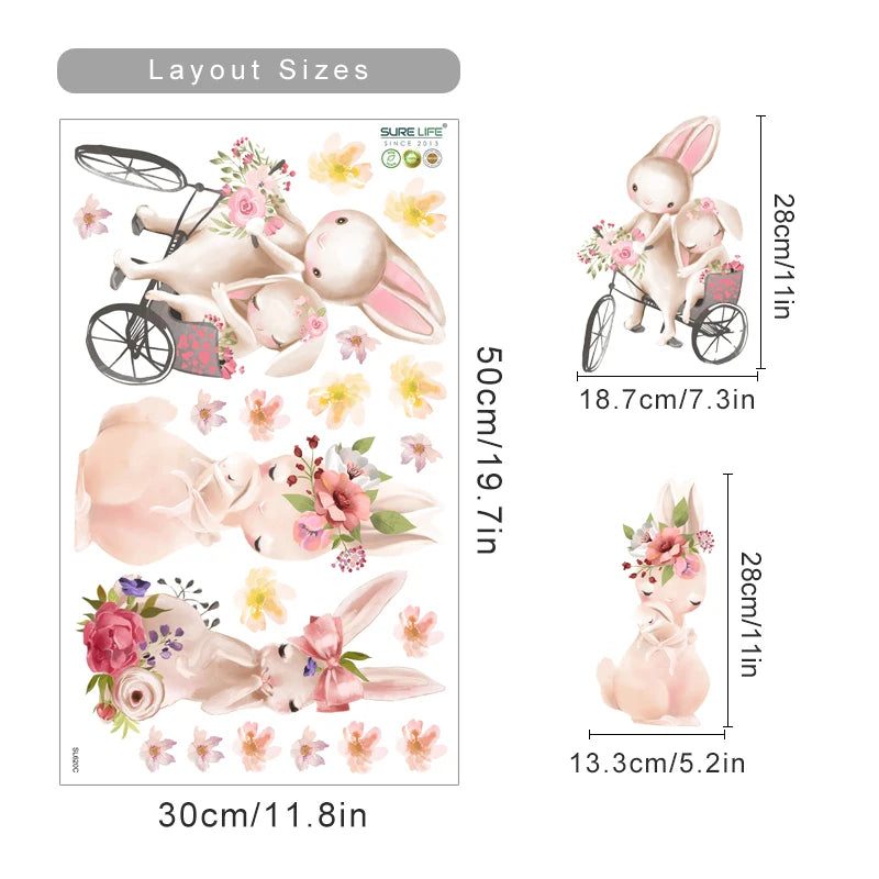 Cute Mum & Baby Bunny Wall Decal – Pink Nursery Decor