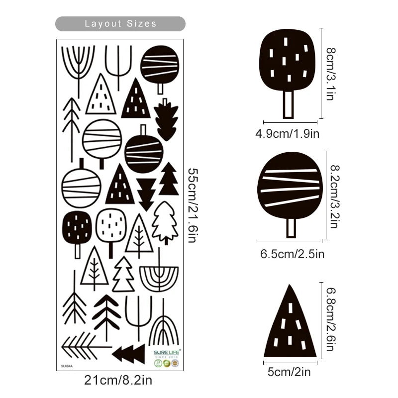 Boho Woodland Trees Wall Decals for Nursery