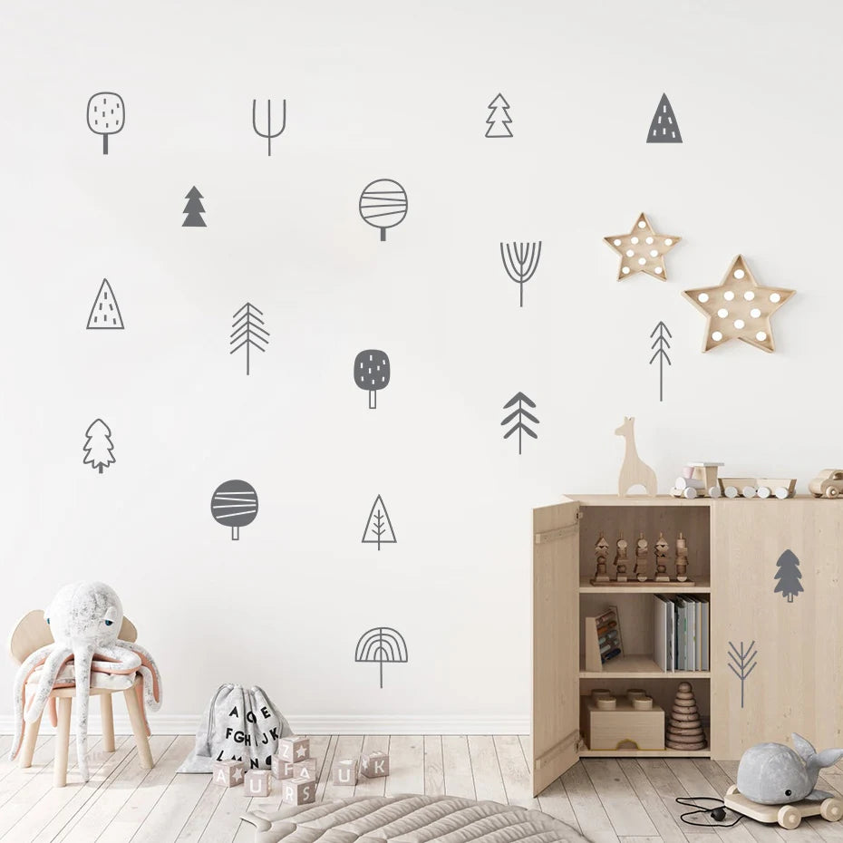 Boho Woodland Trees Wall Decals for Nursery