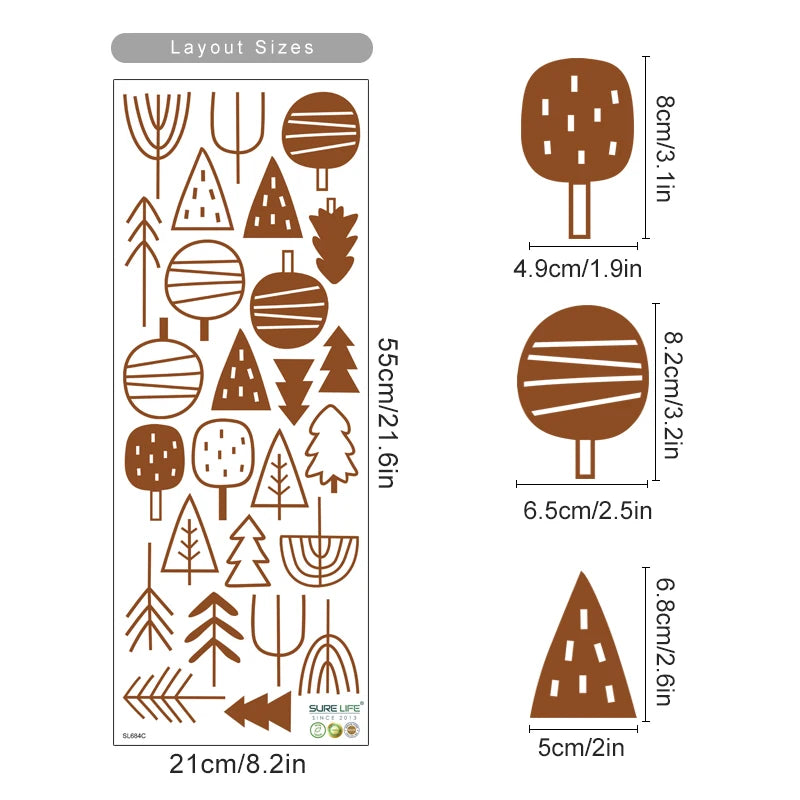 Boho Woodland Trees Wall Decals for Nursery