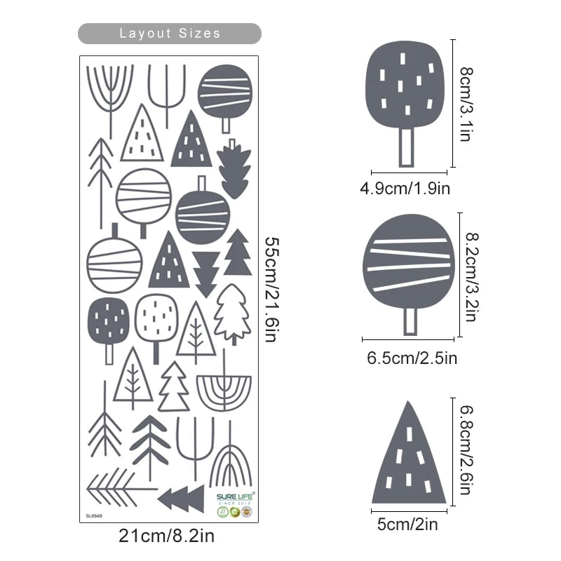 Boho Woodland Trees Wall Decals for Nursery