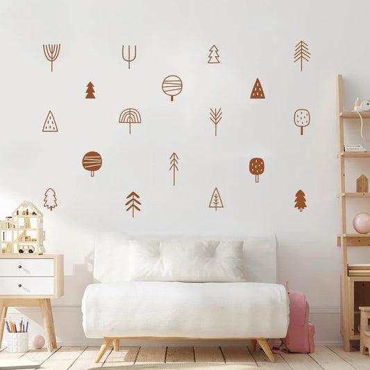 Boho Woodland Trees Wall Decals for Nursery