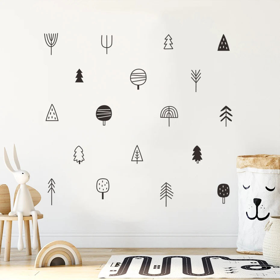 Boho Woodland Trees Wall Decals for Nursery