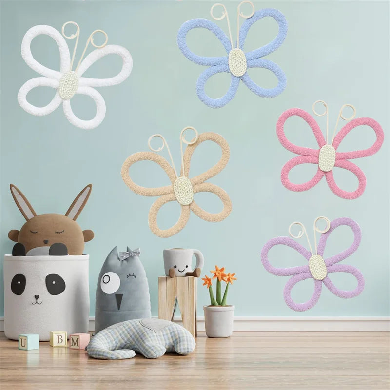 Boho Woven Butterfly Wall Décor Set – Handmade Nursery & Girls Room Hanging