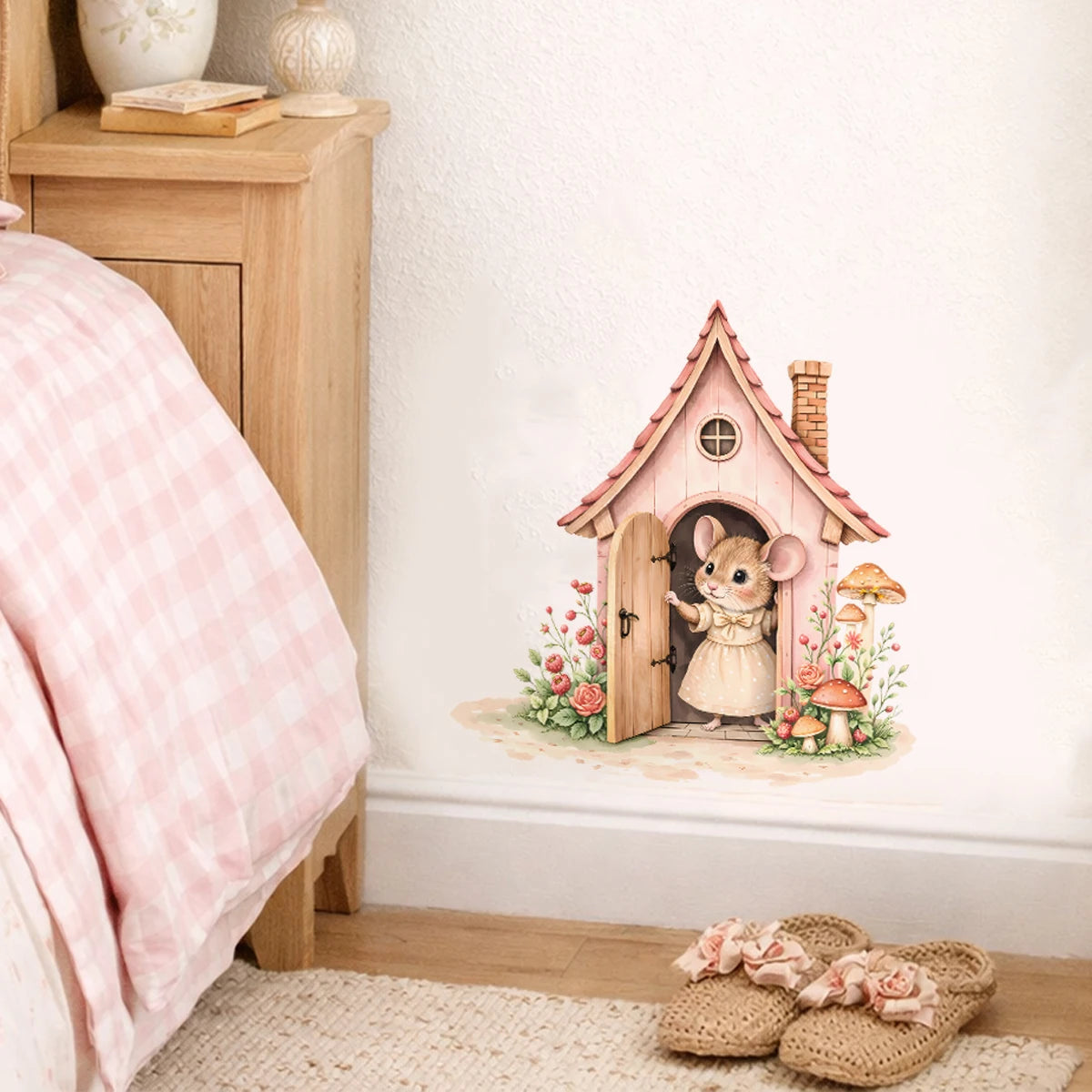 Cute Fairy Mouse Wall Decal – Pink Nursery Decor