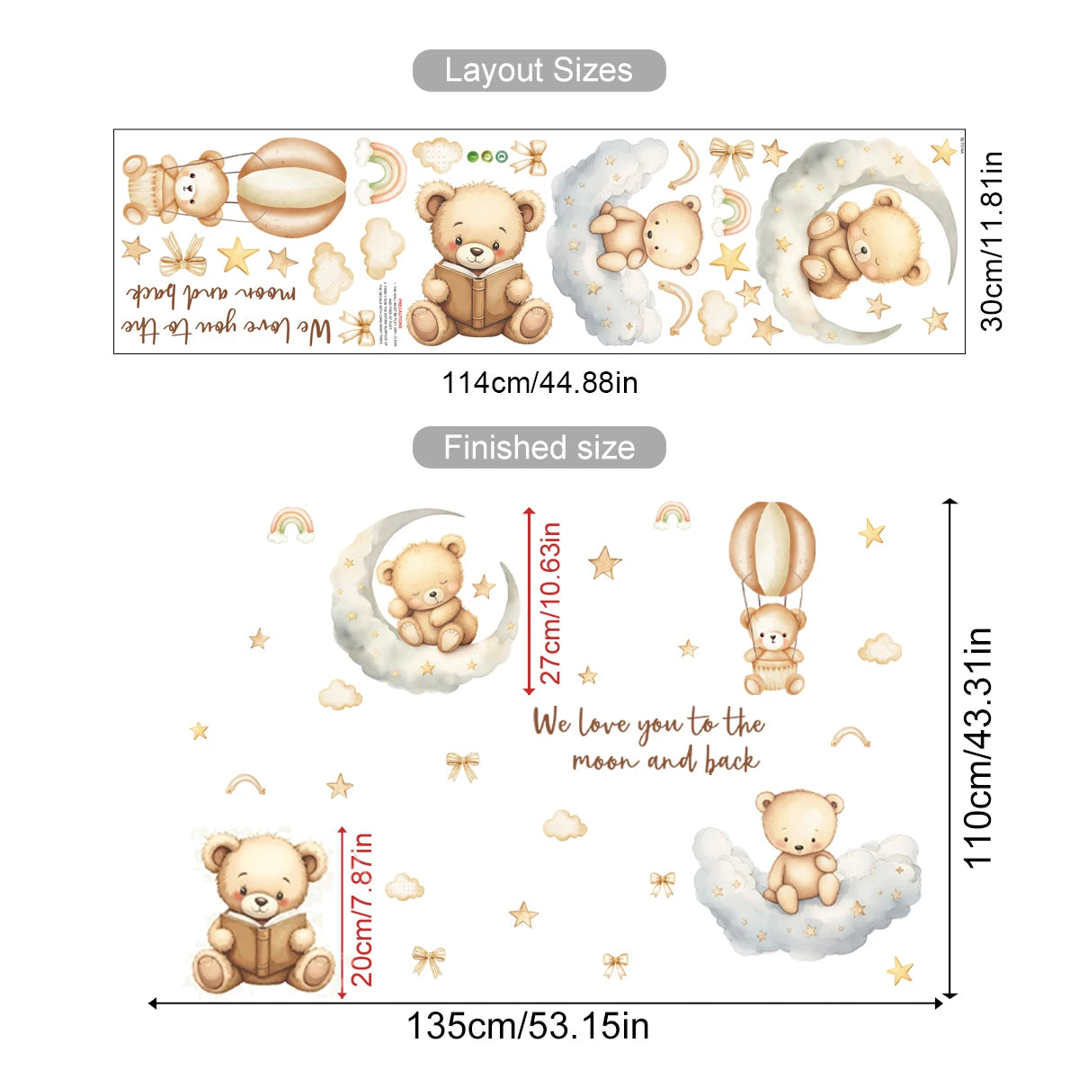 Cartoon Hot Air Balloon Animal Wall Stickers