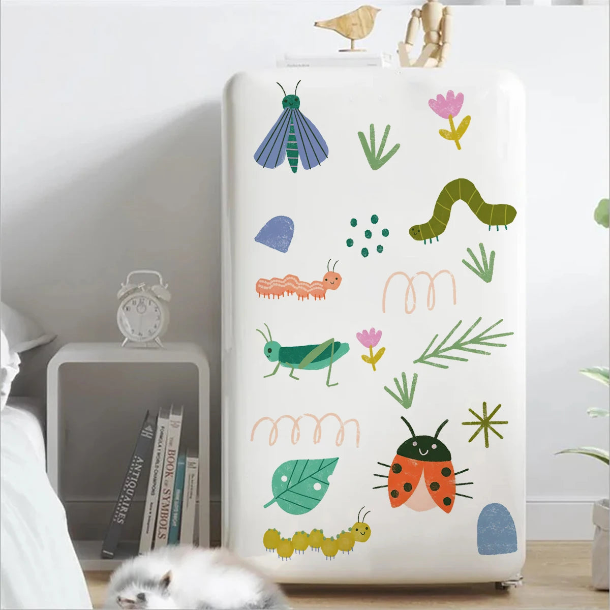 Cute Watercolor Insect & Flower Wall Decals for Kids Room