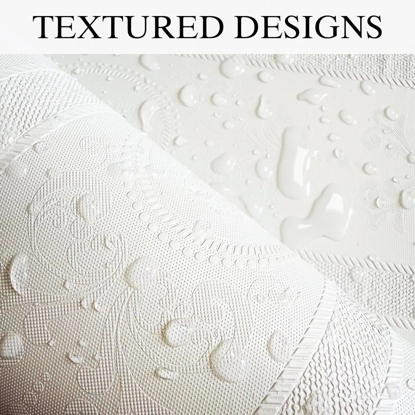 3D White Embossed Peel & Stick Wallpaper – Modern Damask Floral Wall Décor