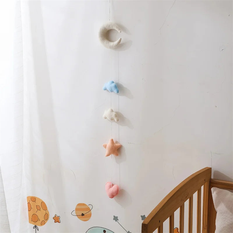 Nordic Plush Moon & Star Garland – Nursery Wall Hanging Décor