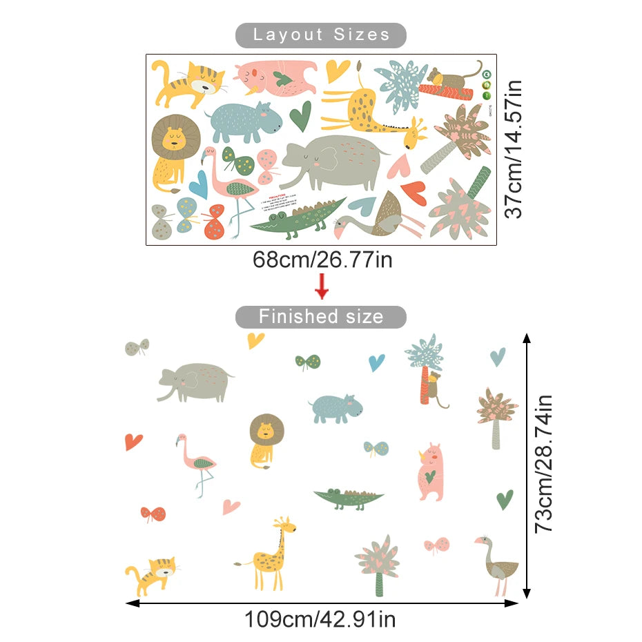 Cute Cartoon Animal Wall Stickers – Kids Room Decor
