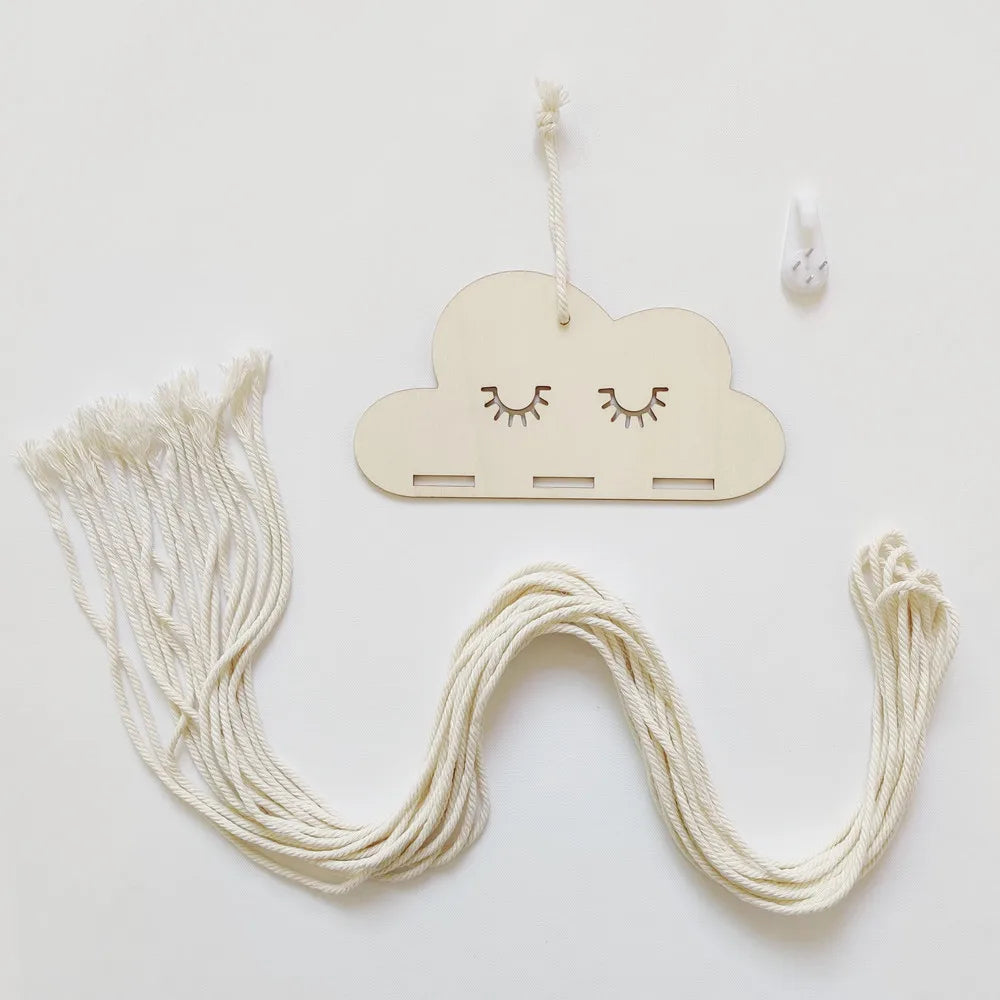 Nordic Wooden Cloud Hair Clip Holder – Kids Hair Accessories Wall Organizer