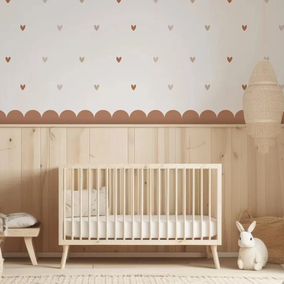 Boho Heart Scalloped Wall Decal – Kids Room Decor