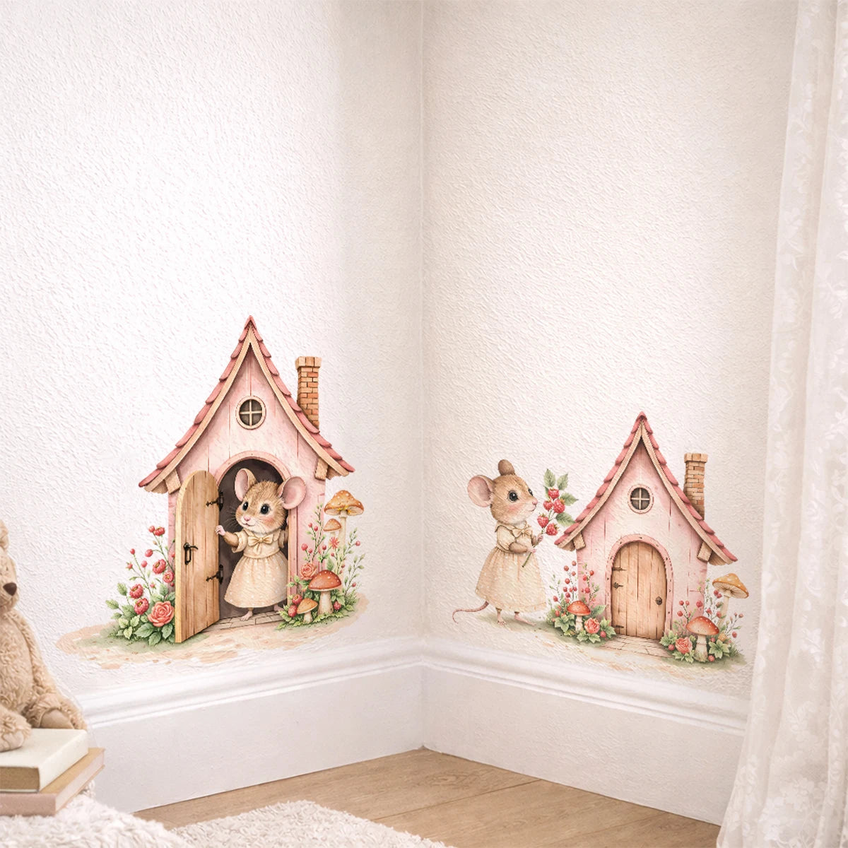 Cute Fairy Mouse Wall Decal – Pink Nursery Decor