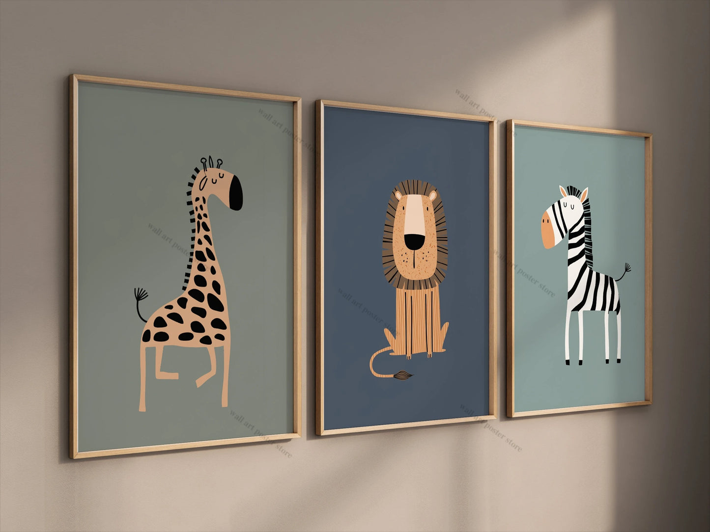3-Piece Safari Animal Nursery Wall Art – Boho Jungle Prints