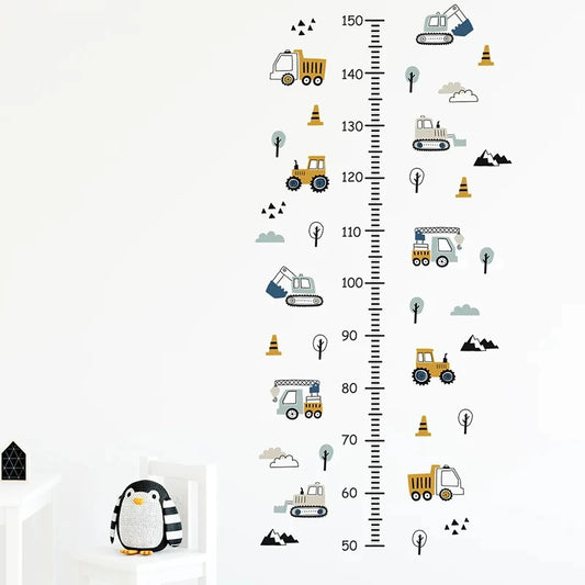 Construction Vehicle Height Growth Chart Wall Decal