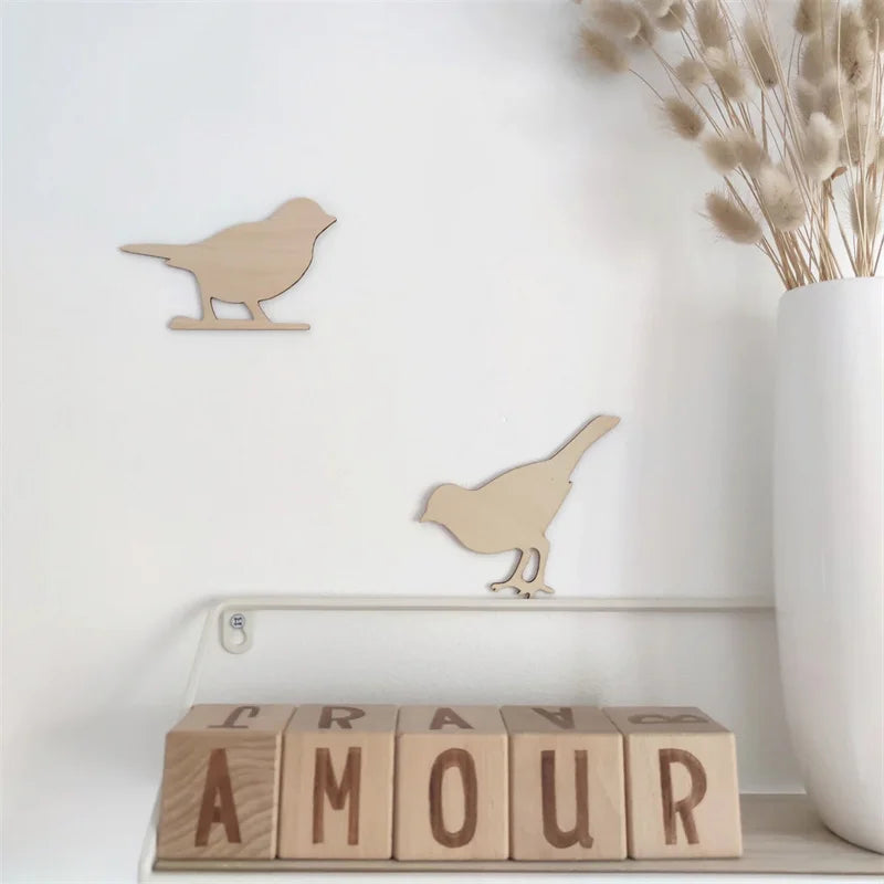 Nordic Wooden Rainbow & Cloud Wall Stickers – 3D Nursery Décor Set