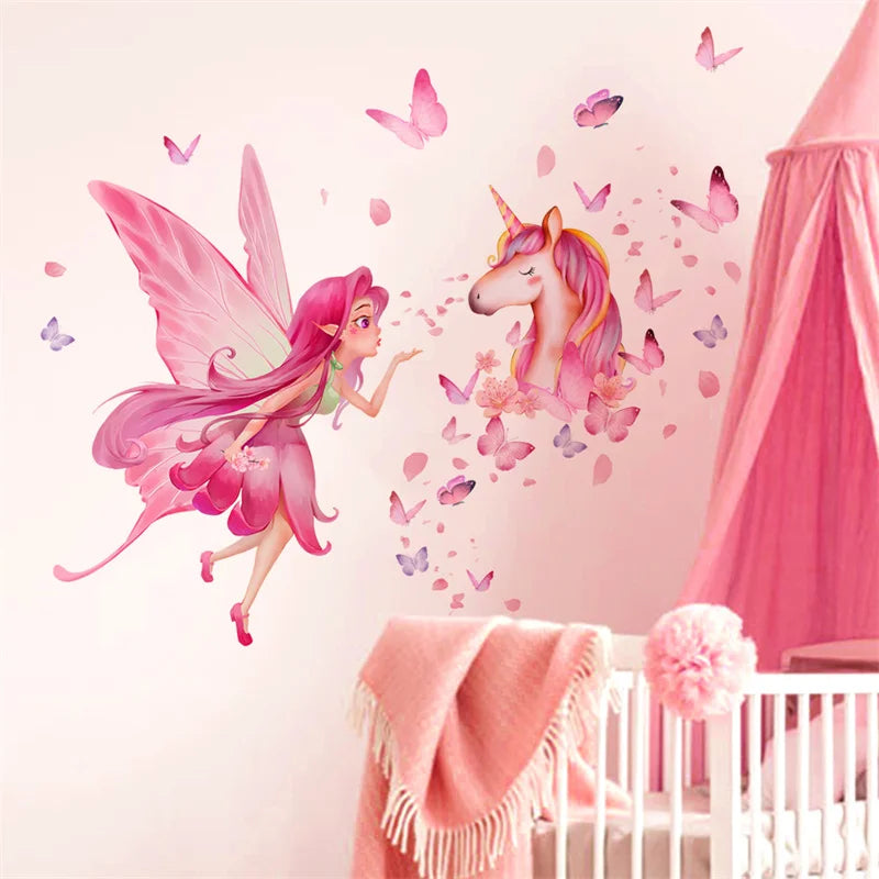 Unicorn & Rainbow Wall Stickers – Girls Kids Room Decor