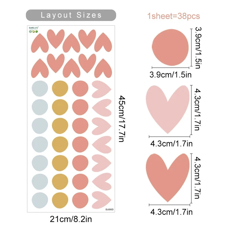 Pink Heart Cartoon Wall Decal – Girls Nursery Decor