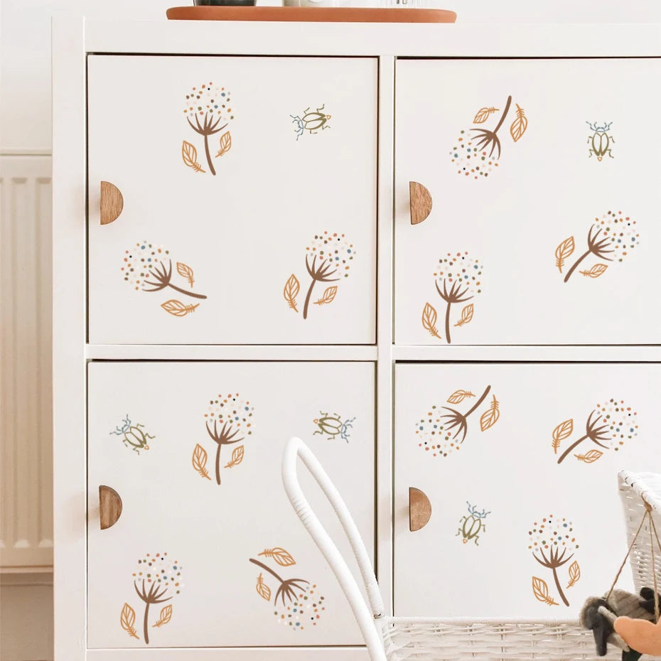 Boho Beige Dandelion Wall Decals for Nursery