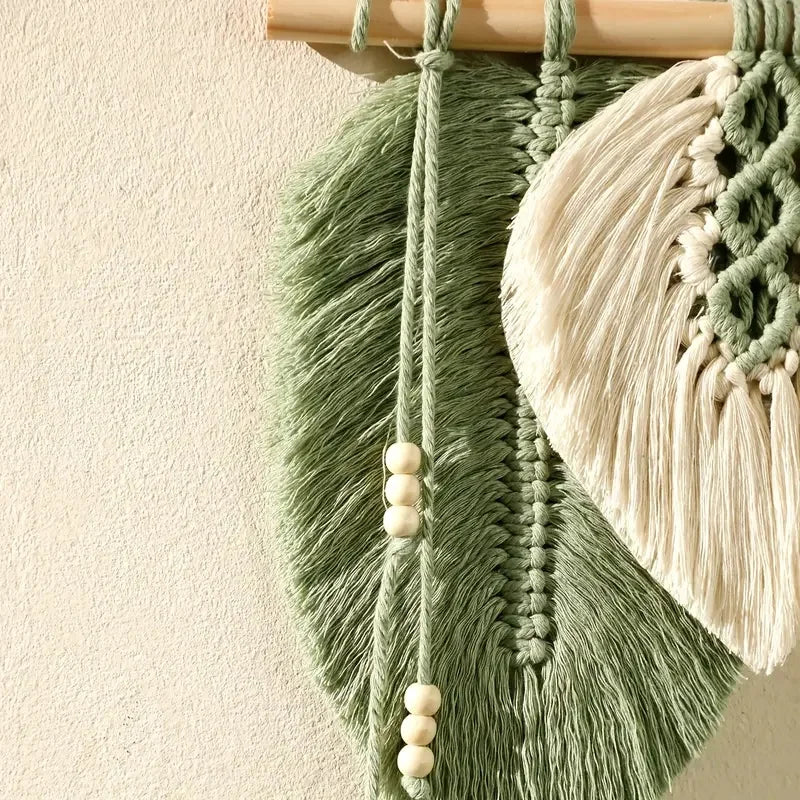 Handmade Macrame Leaf Wall Hanging – Boho Woven Tapestry Wall Art