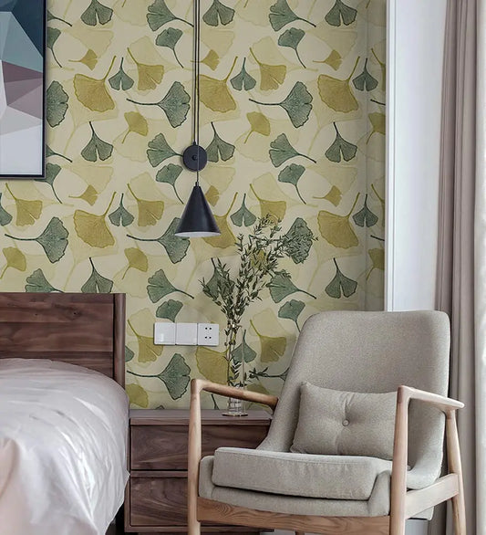 Ginkgo Leaf Peel & Stick Wallpaper – Removable Floral Vinyl Décor for Cabinets & Furniture