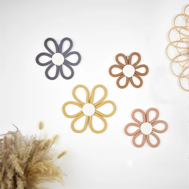 Handwoven Daisy Flower Wall Hanging – Kids & Nursery wall Decor