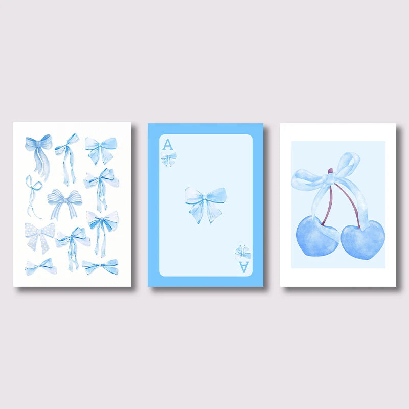 Trendy Pink Bow Wall Art Set of 3 – Preppy Watercolor Room Décor