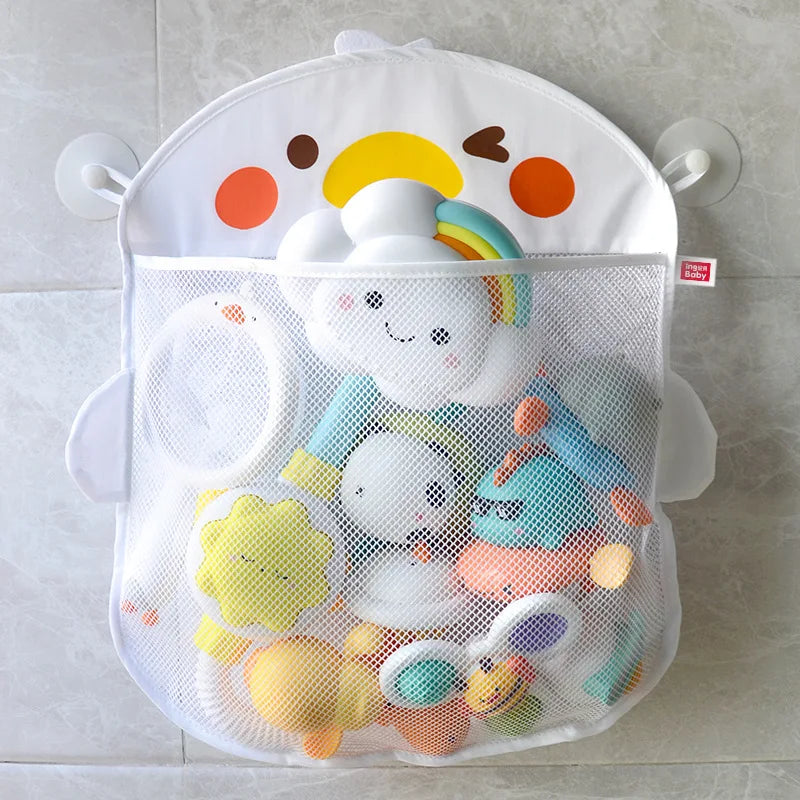 Cartoon Baby Bath Toy Organizer – Suction Mesh Storage Bag for Kids