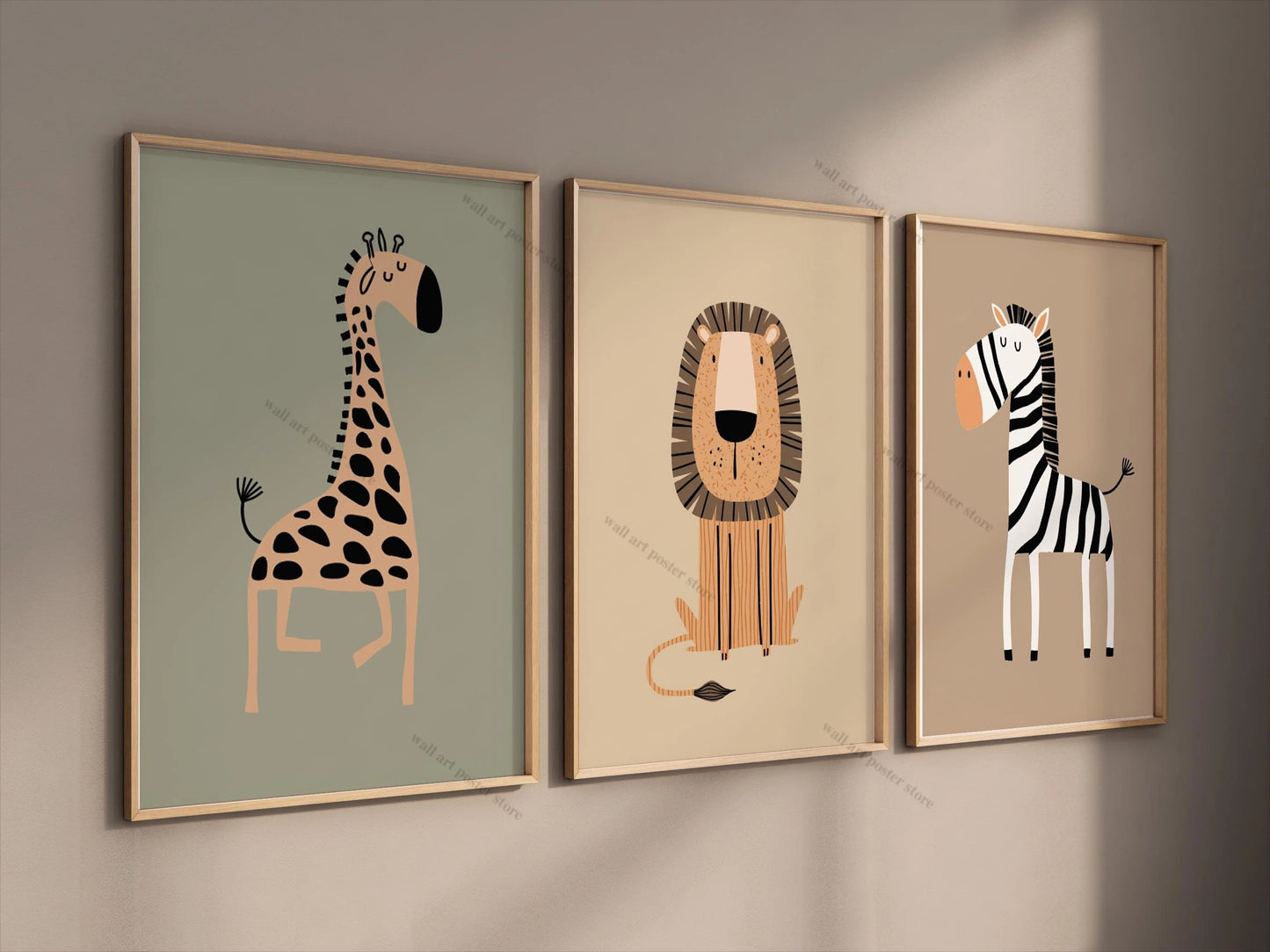 3-Piece Safari Animal Nursery Wall Art – Boho Jungle Prints