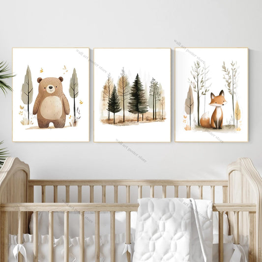 Woodland Animal Nursery Wall Art Print