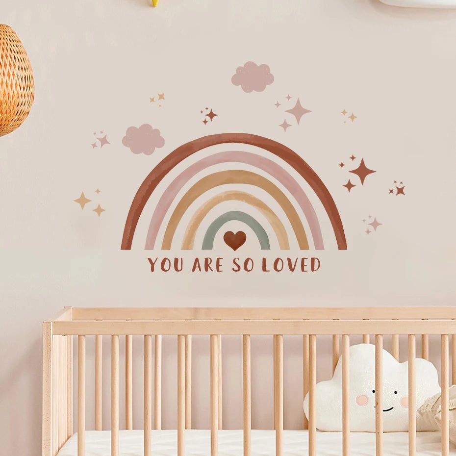 Watercolor Rainbow & Clouds Wall Decals for Kids Room