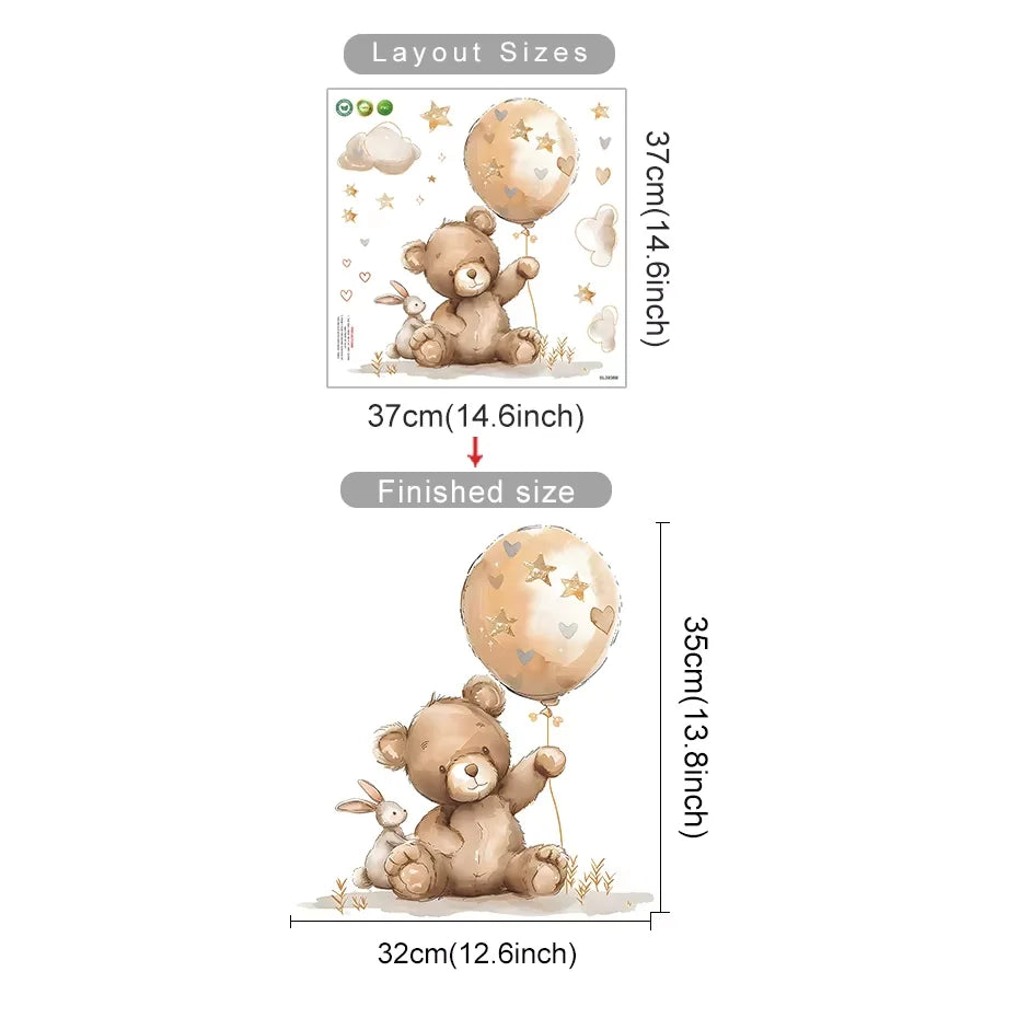 Cartoon Hot Air Balloon Animal Wall Stickers