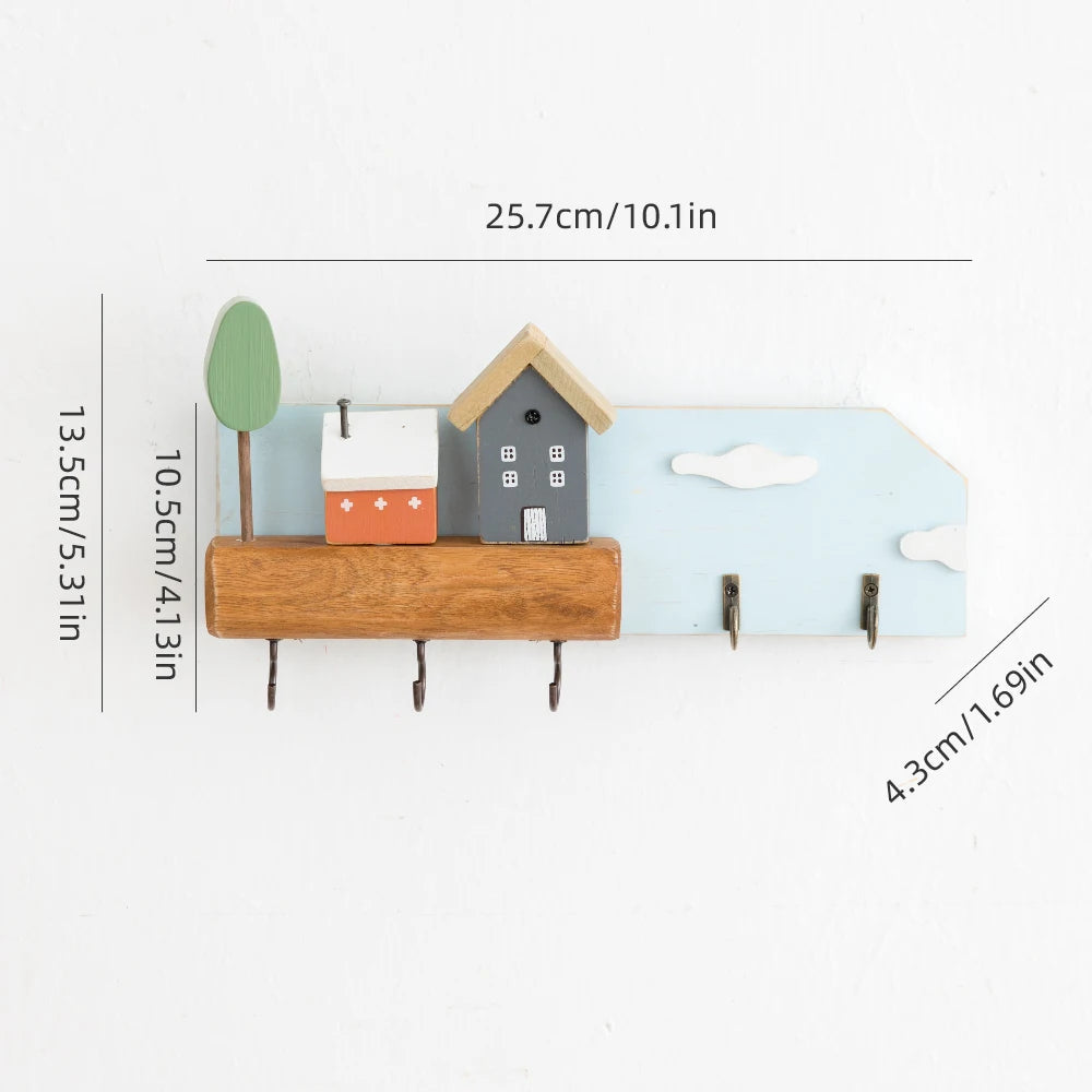 Decorative Wooden Key Hook Shelf – Wall Organizer & Storage Rack