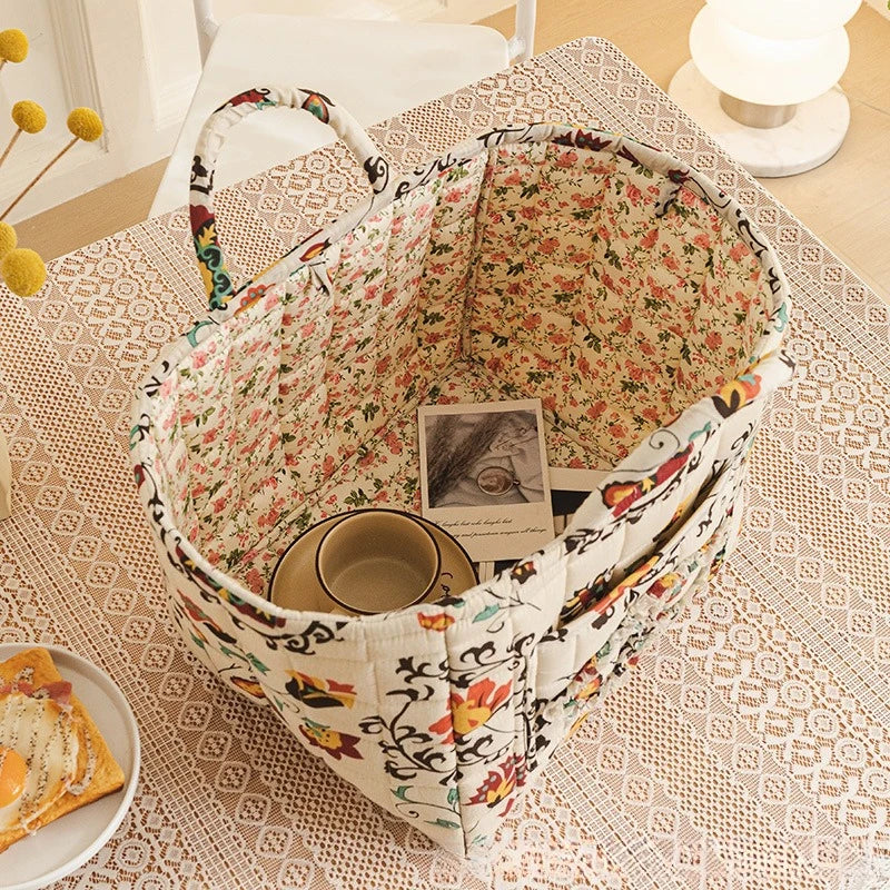 Foldable Cotton Storage Basket – Multi-Purpose Organizer & Laundry Hamper