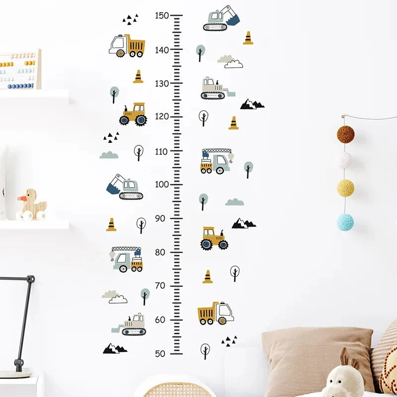 Construction Vehicle Height Growth Chart Wall Decal